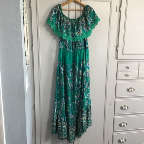 AVEOLOGY Off Shoulder Ruffled Hi Low Dress Floral Paisley Boho Print size 20 - Picture 3 of 11